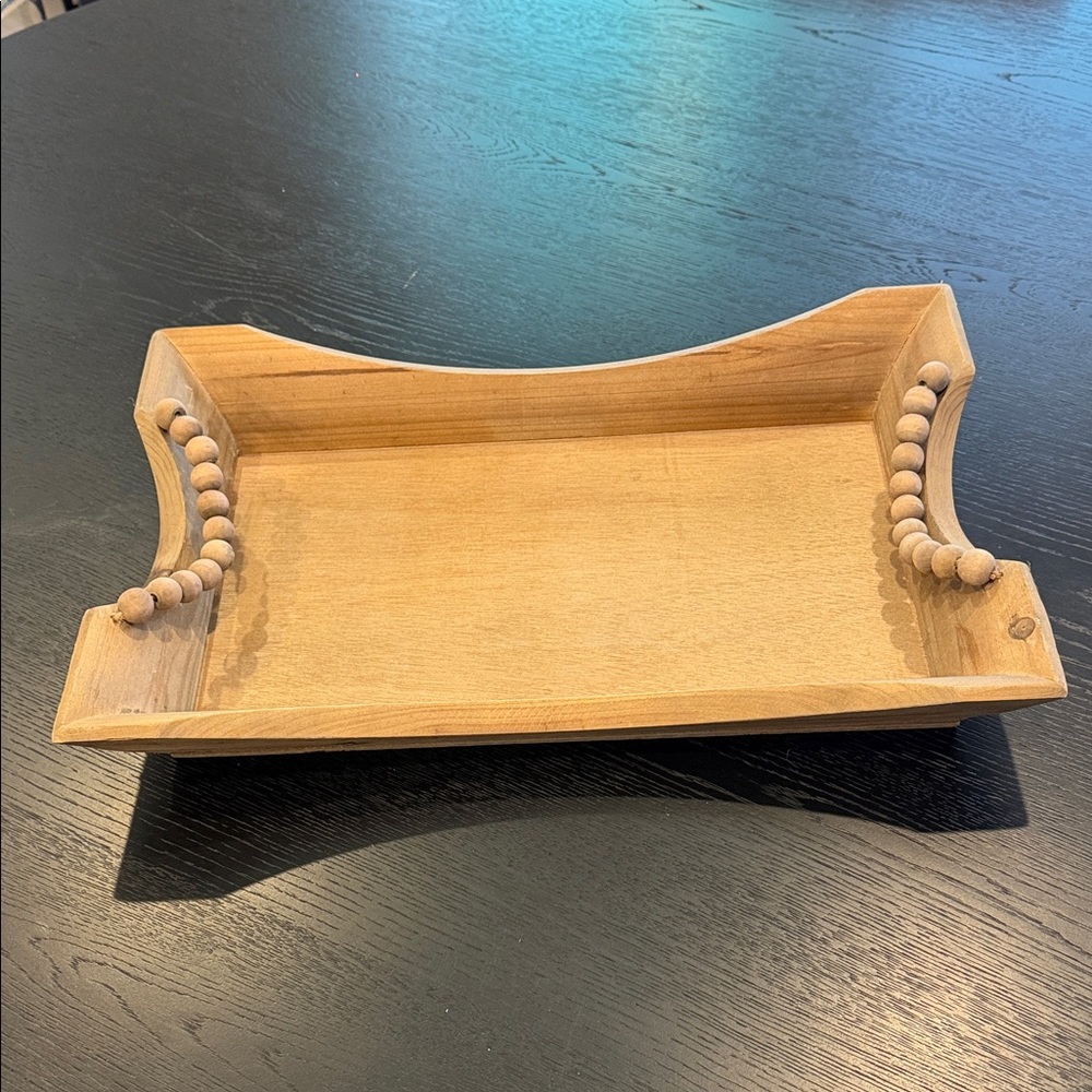 NWT Wooden Beaded Handle Tray